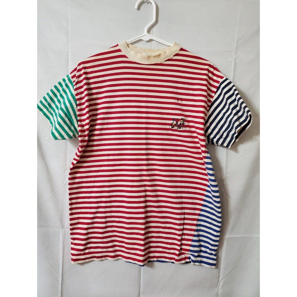 Vintage Together! Shirt Size Small Striped Multicolor Crew Neck Cotton